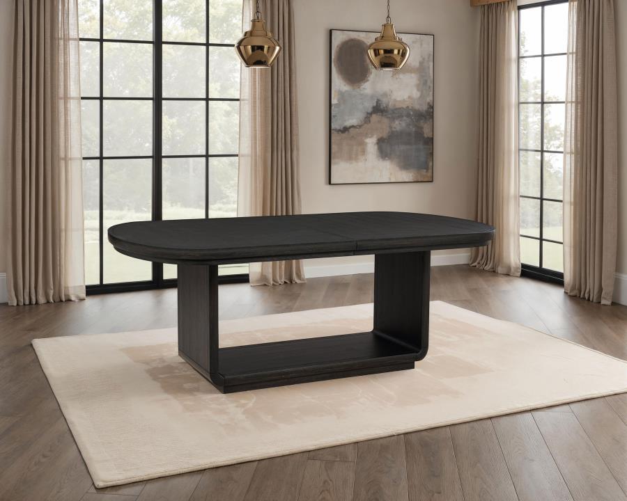 Leandro - 78" Extension Dining Room Table - Burnished Black Dining Table with Extension modern furniture Contempo Furniture