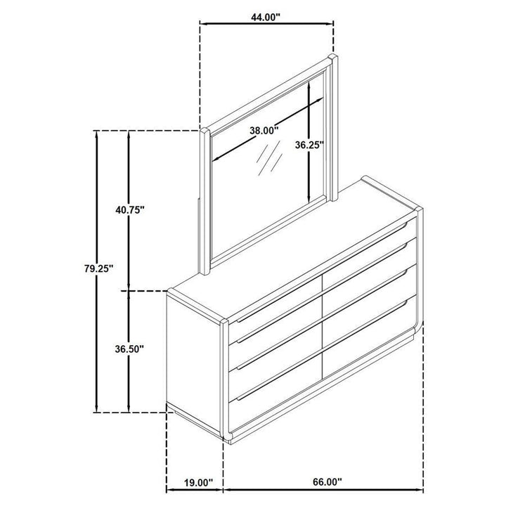 Leandro - 8 - Drawer Bedroom Dresser With Mirror - Burnished Black Dresser &amp; Mirror modern furniture Contempo Furniture