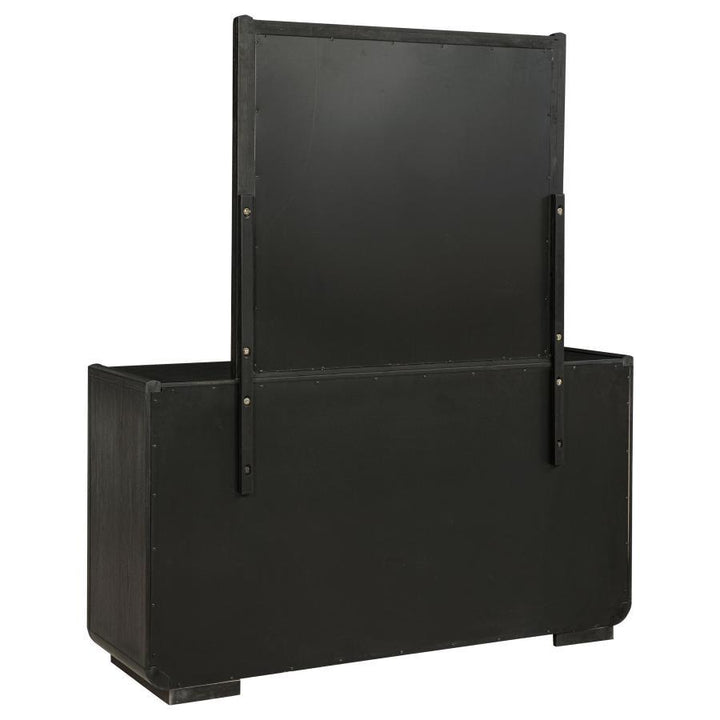 Leandro - 8 - Drawer Bedroom Dresser With Mirror - Burnished Black Dresser &amp; Mirror modern furniture Contempo Furniture