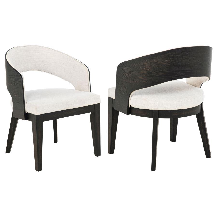 Leandro - Upholstered Dining Arm Chair (Set of 2) - Burnished Black / Cream Chair Set modern furniture Contempo Furniture