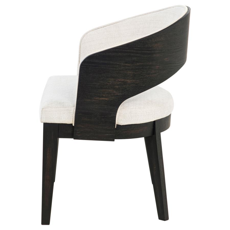 Leandro - Upholstered Dining Arm Chair (Set of 2) - Burnished Black / Cream Chair Set modern furniture Contempo Furniture