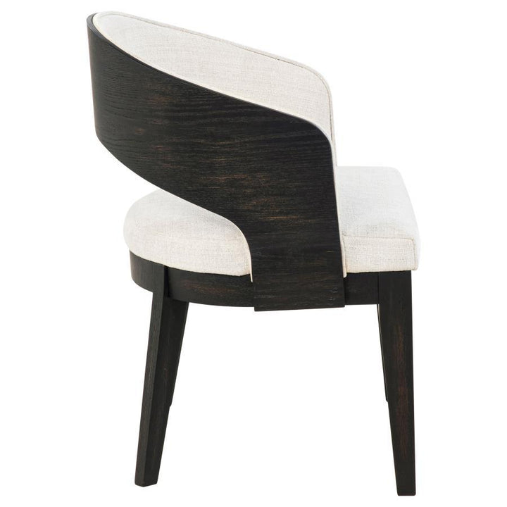 Leandro - Upholstered Dining Arm Chair (Set of 2) - Burnished Black / Cream Chair Set modern furniture Contempo Furniture