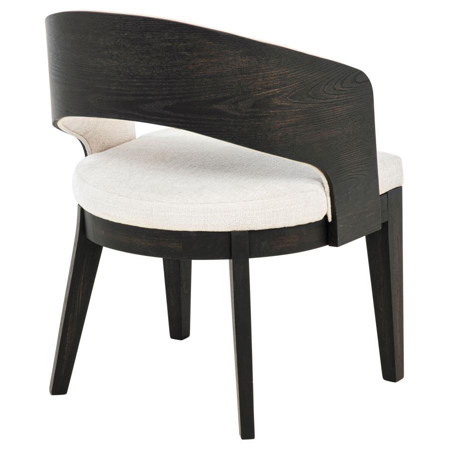 Leandro - Upholstered Dining Arm Chair (Set of 2) - Burnished Black / Cream Chair Set modern furniture Contempo Furniture