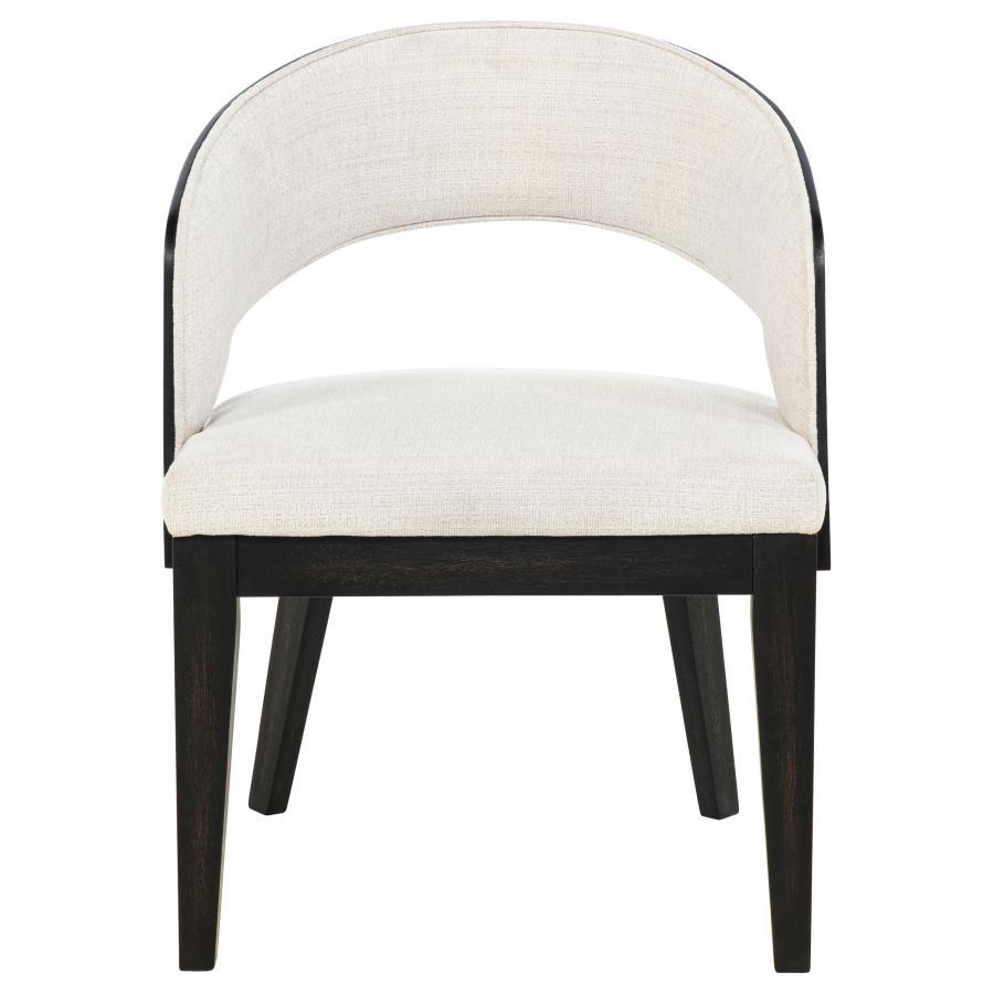 Leandro - Upholstered Dining Arm Chair (Set of 2) - Burnished Black / Cream Chair Set modern furniture Contempo Furniture