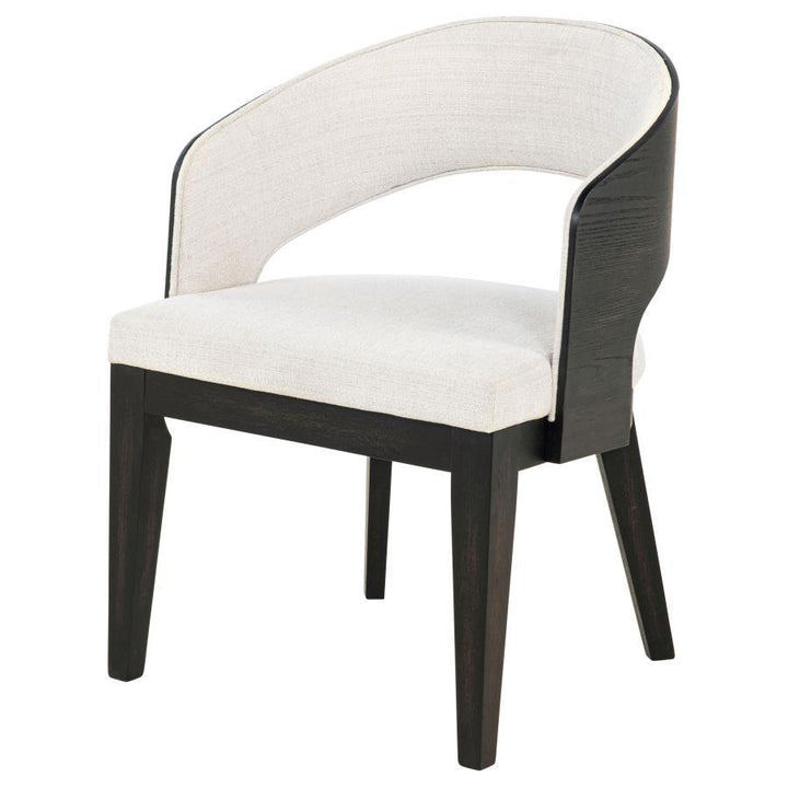 Leandro - Upholstered Dining Arm Chair (Set of 2) - Burnished Black / Cream Chair Set modern furniture Contempo Furniture