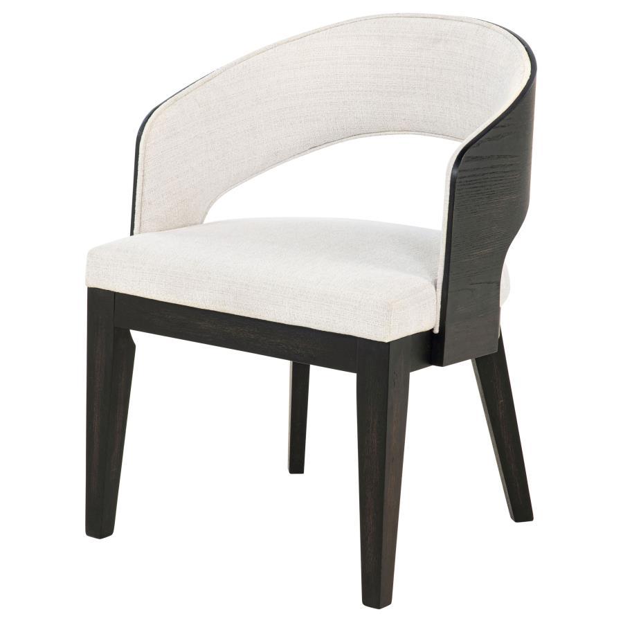Leandro - Upholstered Dining Arm Chair (Set of 2) - Burnished Black / Cream Chair Set modern furniture Contempo Furniture