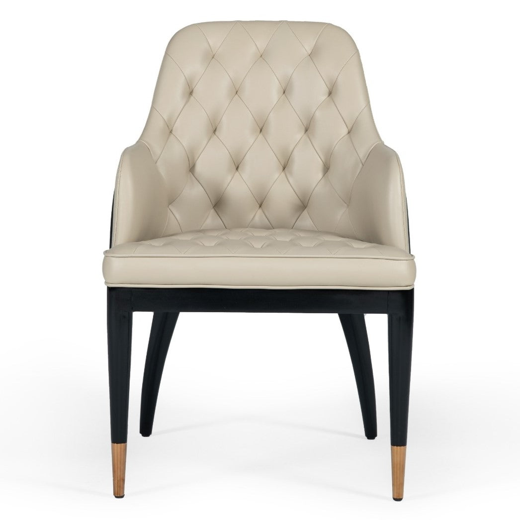 Leeds - Glam Beige and Black Dining Chair