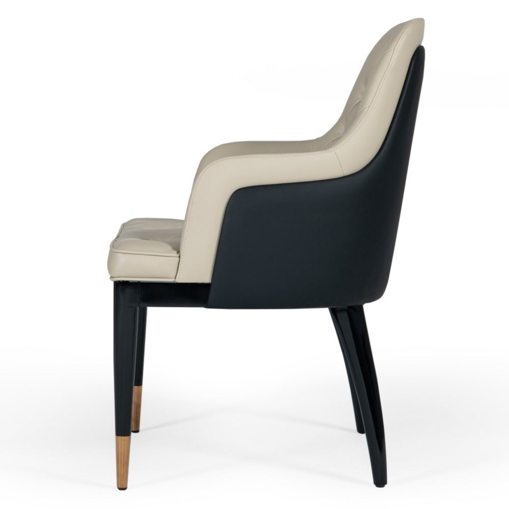 Leeds - Glam Beige and Black Dining Chair