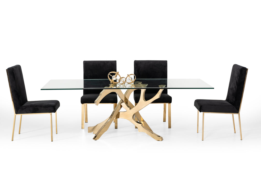 Legend Modern Glass & Gold Dining Table