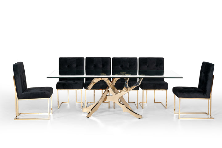 Legend Modern Glass &amp; Gold Dining Table