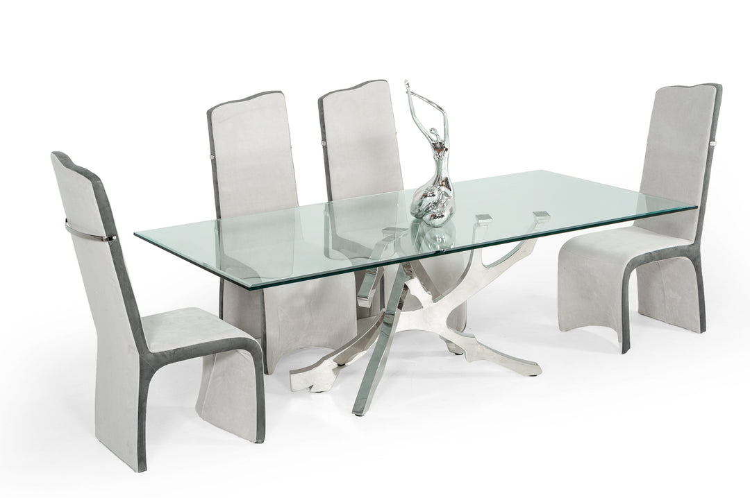 Legend Modern Glass & Stainless Steel Dining Table