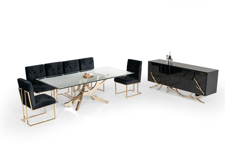 Legend Modern Glass &amp; Gold Dining Table