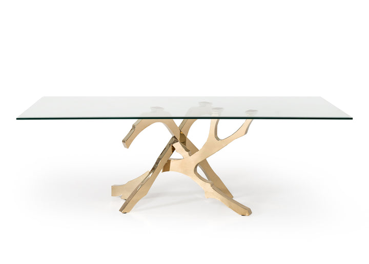 Legend Modern Glass &amp; Gold Dining Table