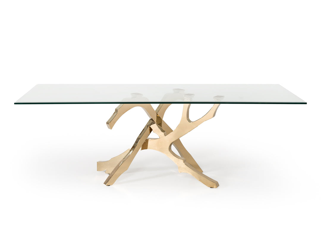 Legend Modern Glass  and  Gold Dining Table