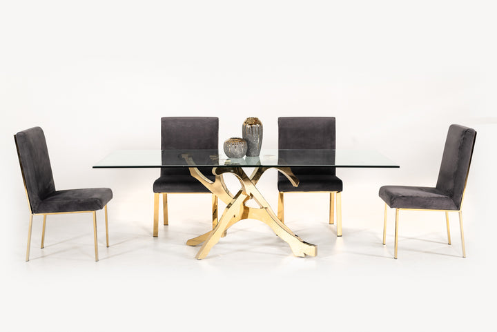 Legend Modern Glass &amp; Gold Dining Table