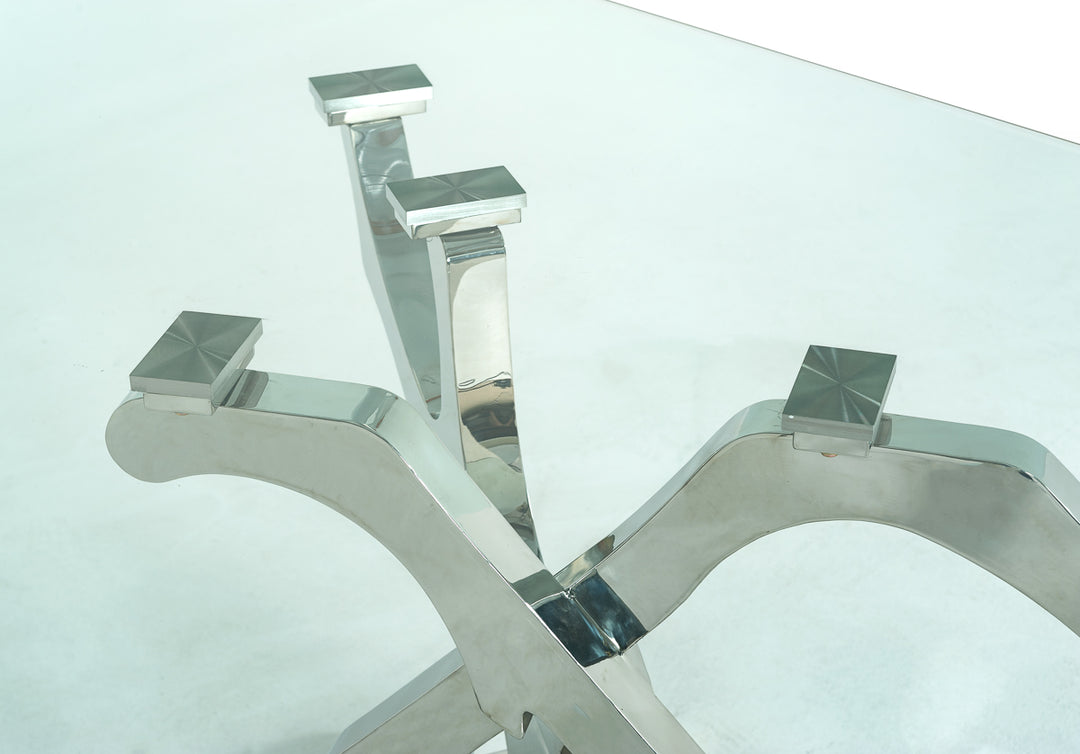 Legend Modern Glass & Stainless Steel Dining Table