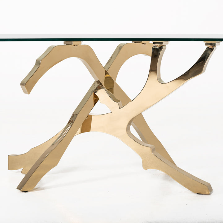 Legend Modern Glass &amp; Gold Dining Table