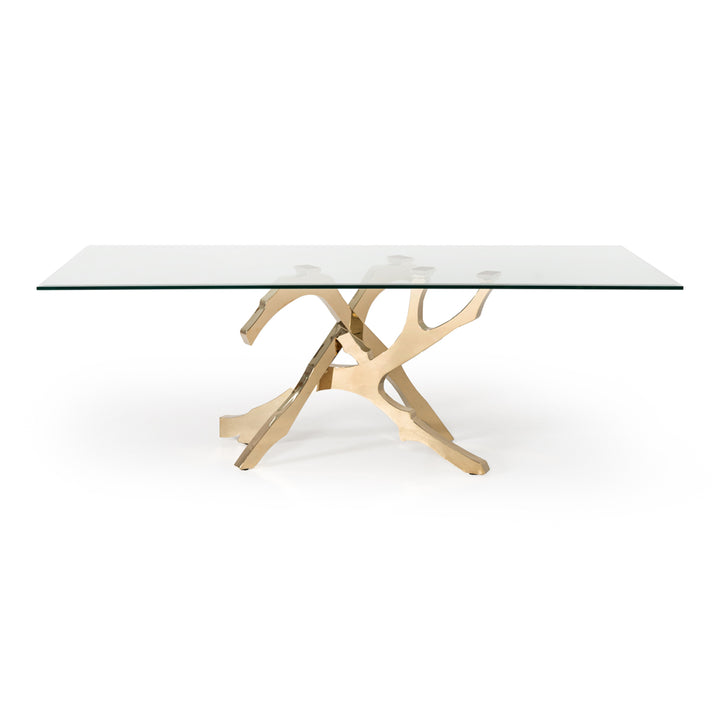 Legend Modern Glass &amp; Gold Dining Table