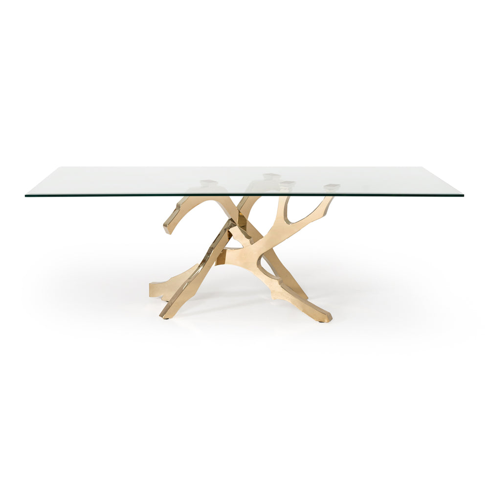 Legend Modern Glass & Gold Dining Table