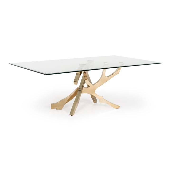 Legend Modern Glass &amp; Gold Dining Table