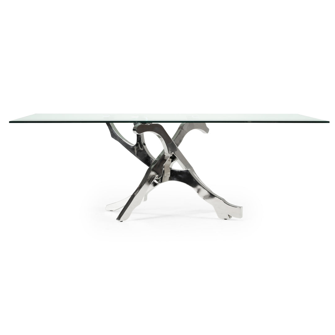 Legend Modern Glass & Stainless Steel Dining Table
