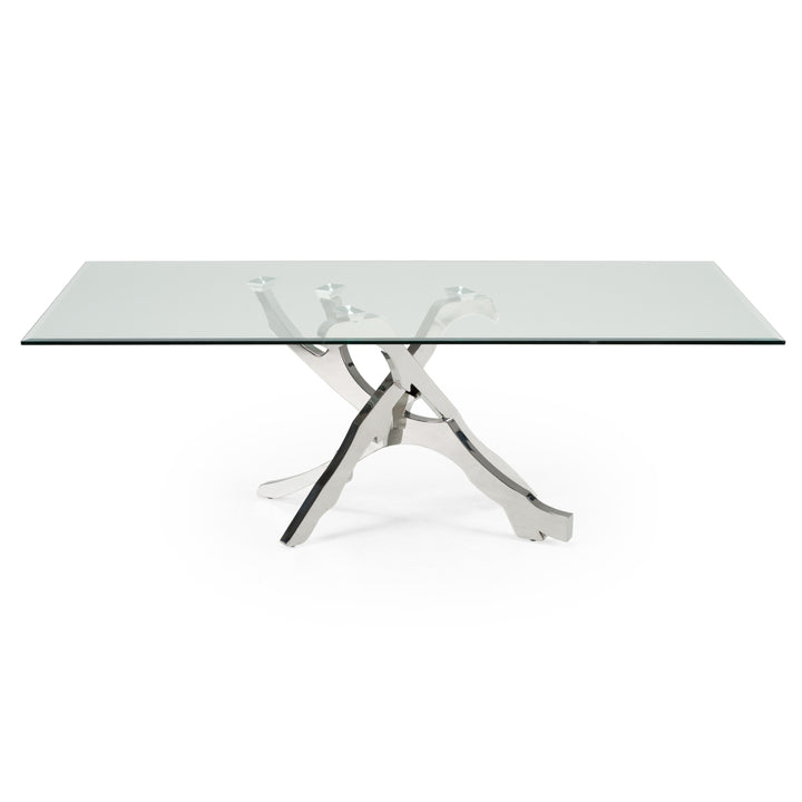 Legend Modern Glass &amp; Stainless Steel Dining Table