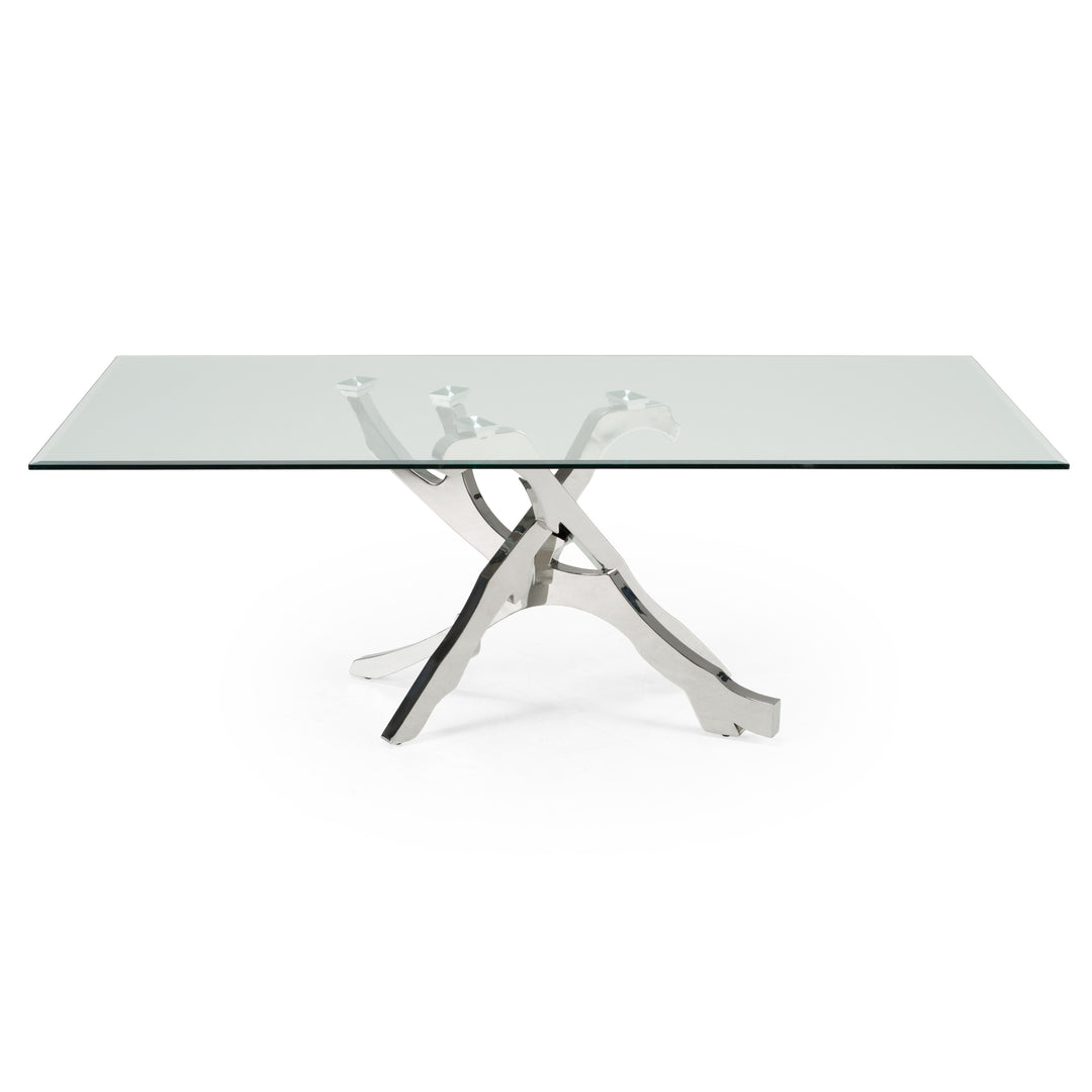Legend Modern Glass & Stainless Steel Dining Table