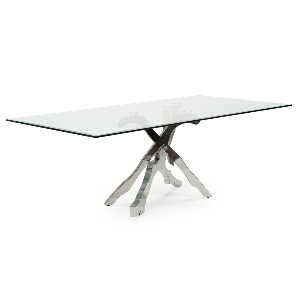 Legend Modern Glass & Stainless Steel Dining Table - View 6
