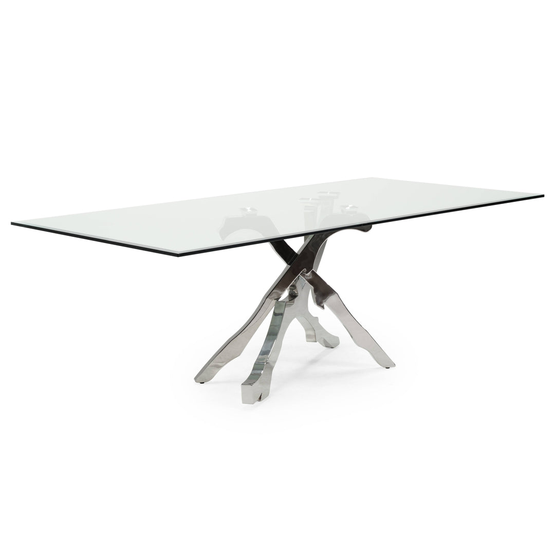 Legend Modern Glass & Stainless Steel Dining Table