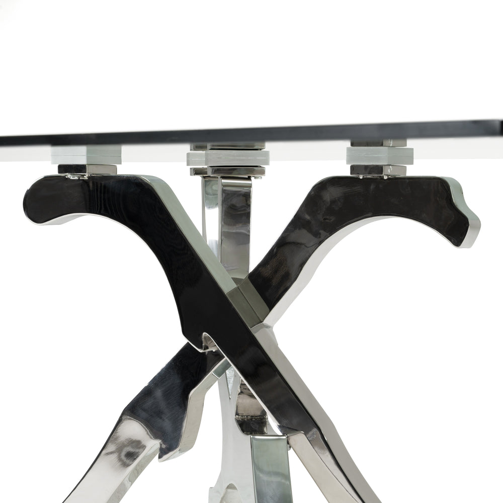 Legend Modern Glass & Stainless Steel Dining Table - View 9