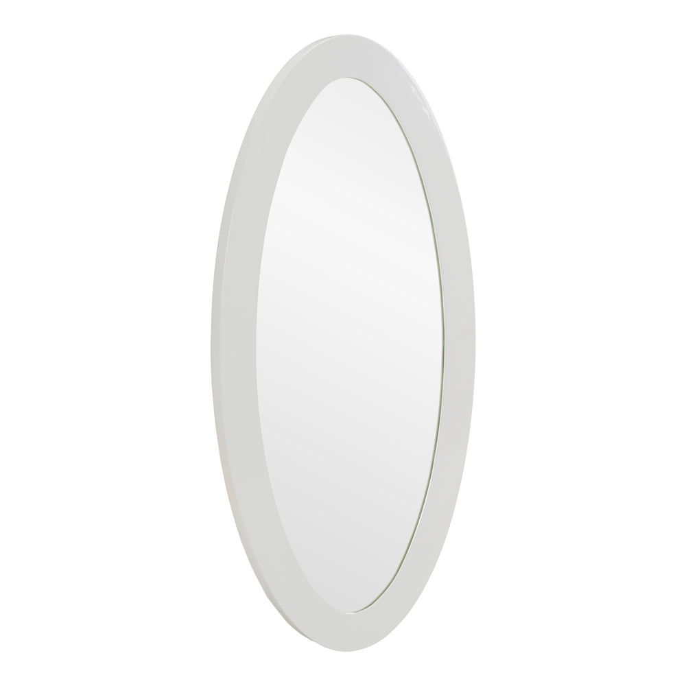 Legend - Modern White High Gloss Oval Mirror - View 2