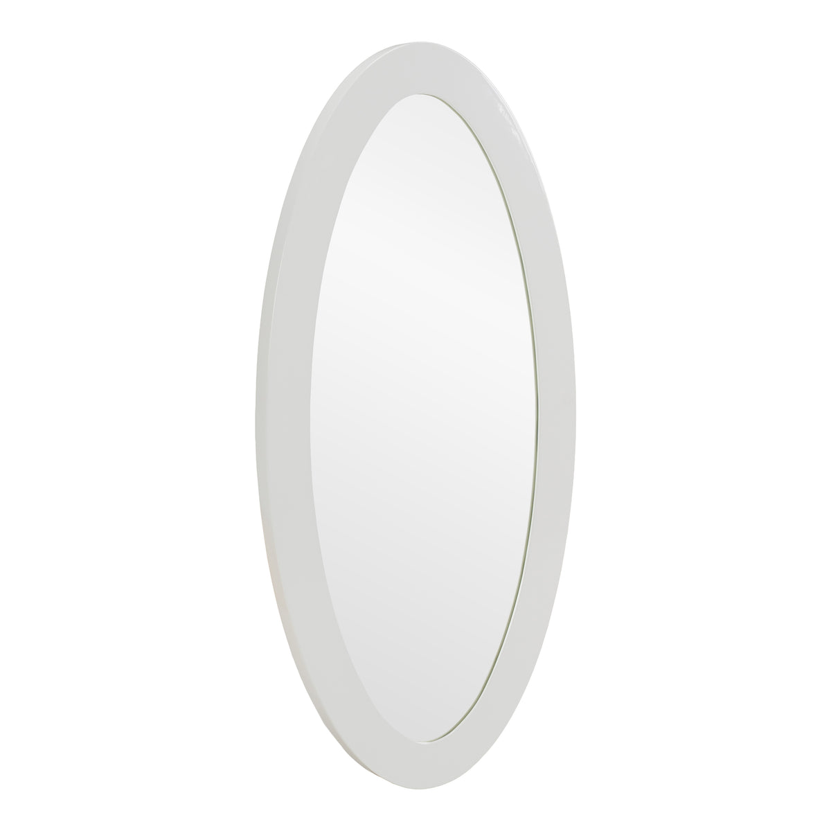 Legend - Modern White High Gloss Oval Mirror - View 2