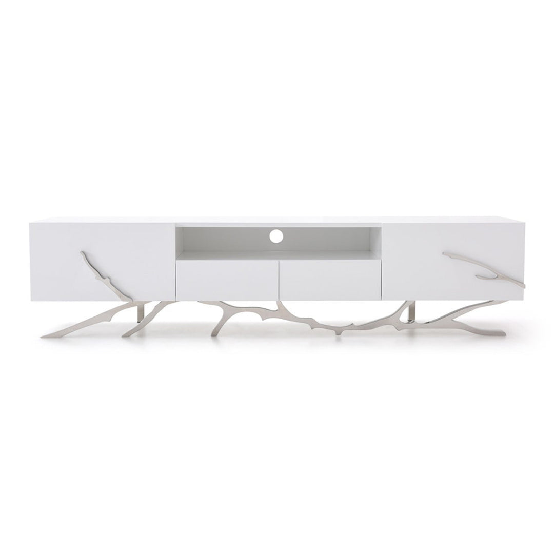 Legend - 87"-Wide Modern White TV Stand
