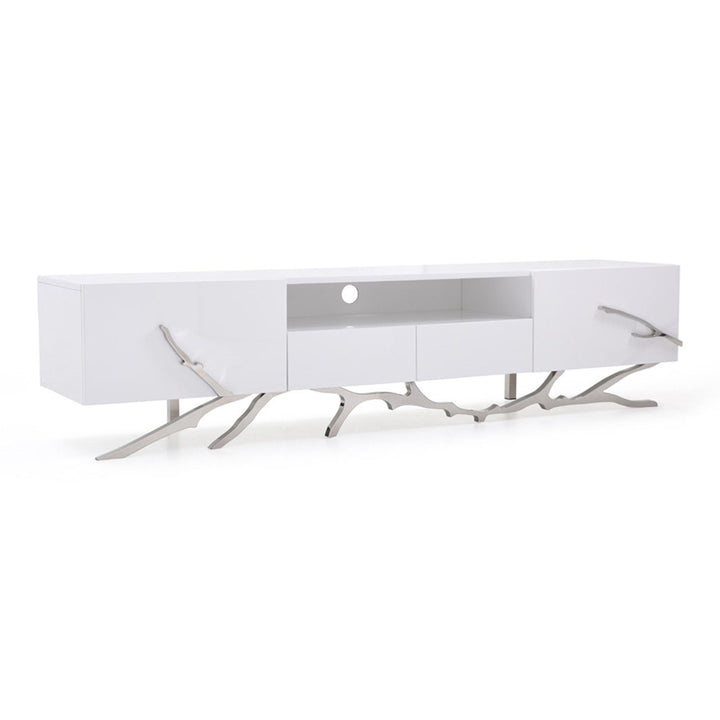 Legend - 87"-Wide Modern White TV Stand