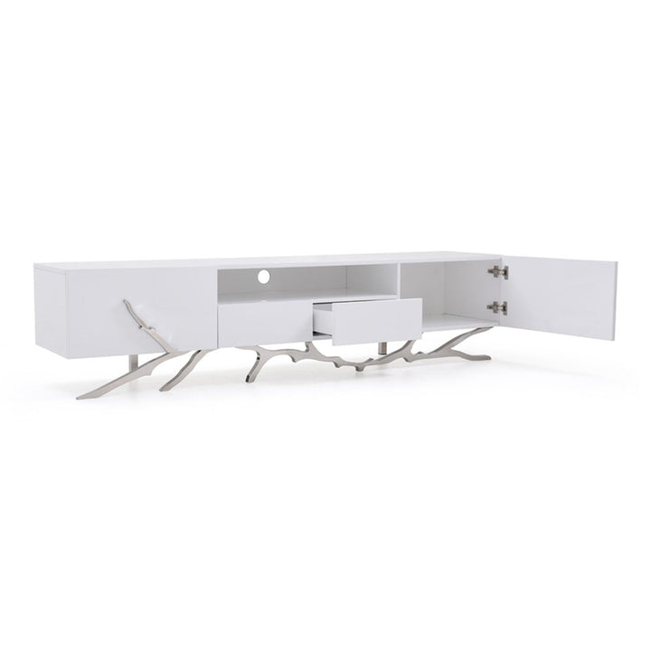 Legend - 87"-Wide Modern White TV Stand