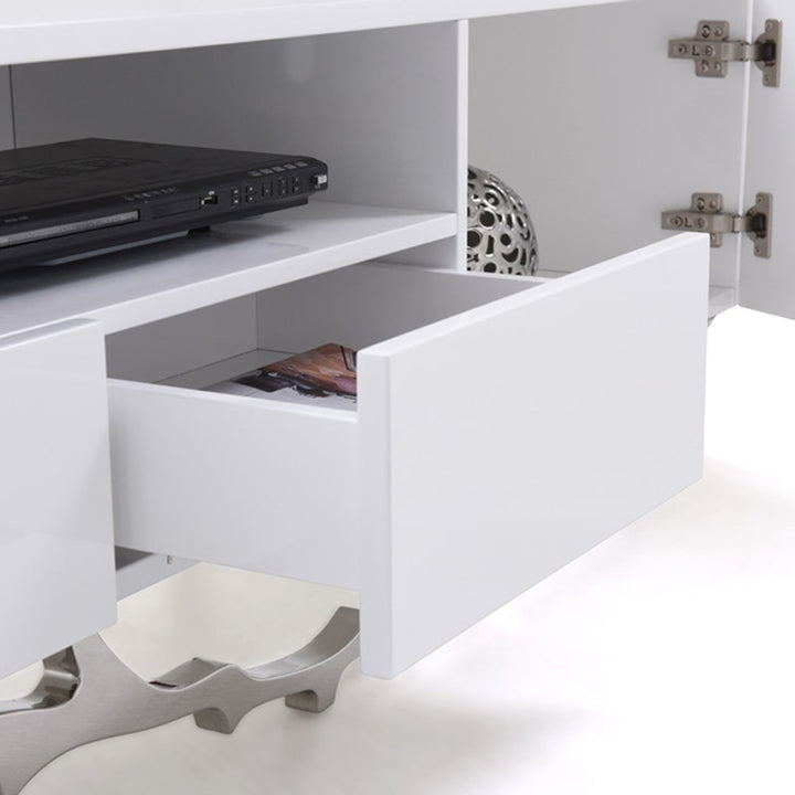 Legend - 87"-Wide Modern White TV Stand