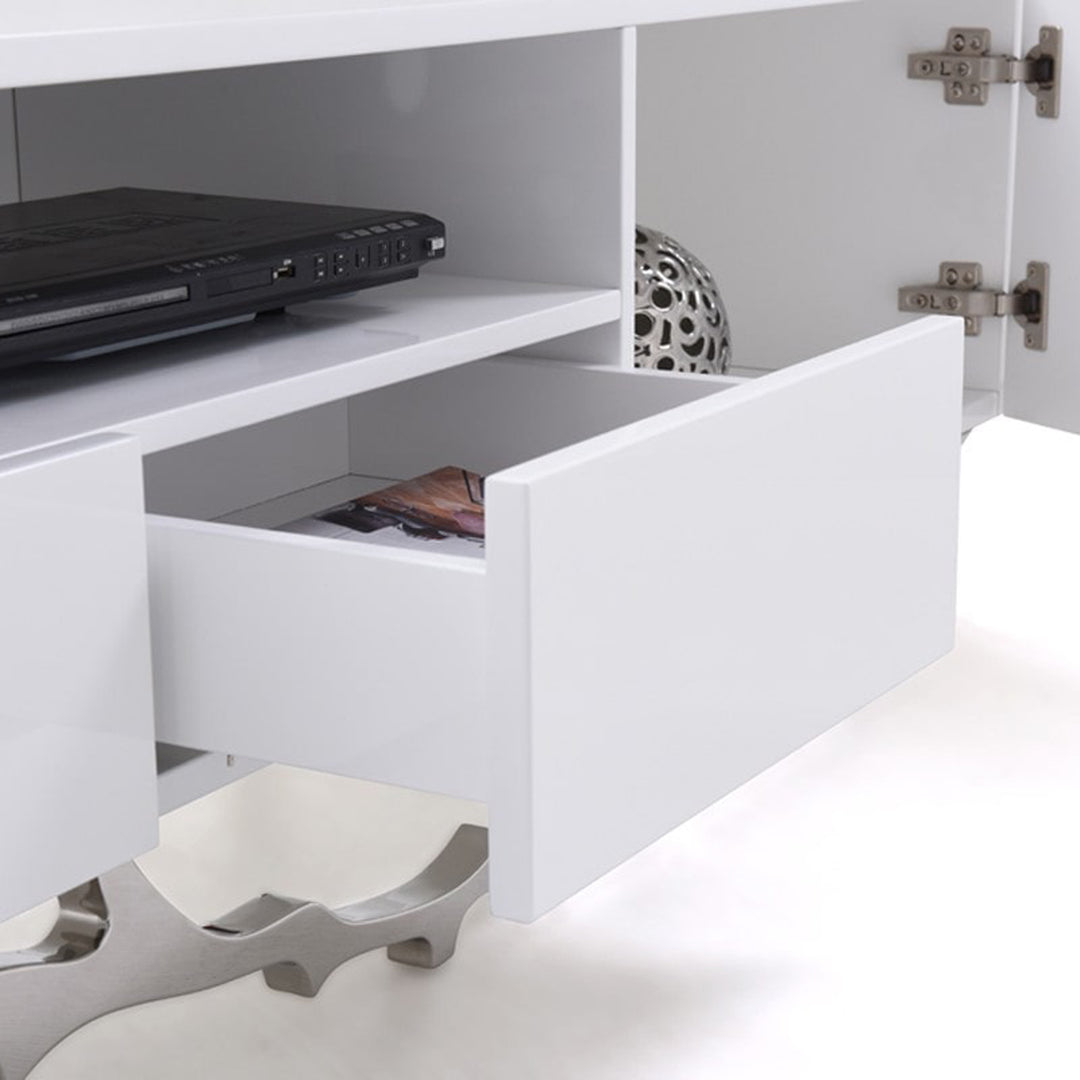 Legend - 87"-Wide Modern White TV Stand