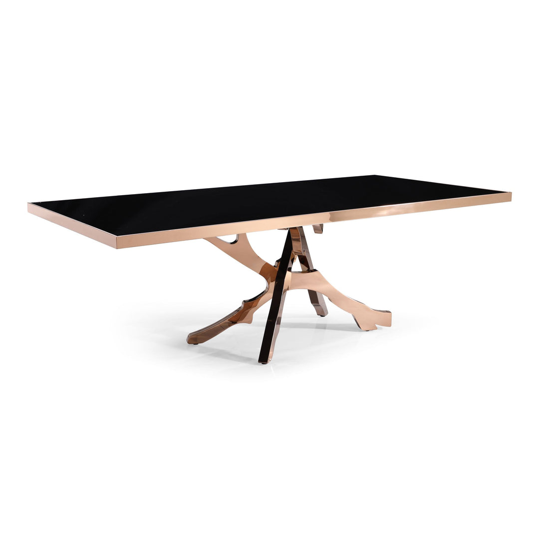 Legend - Modern Black Glass & Rosegold Dining Table