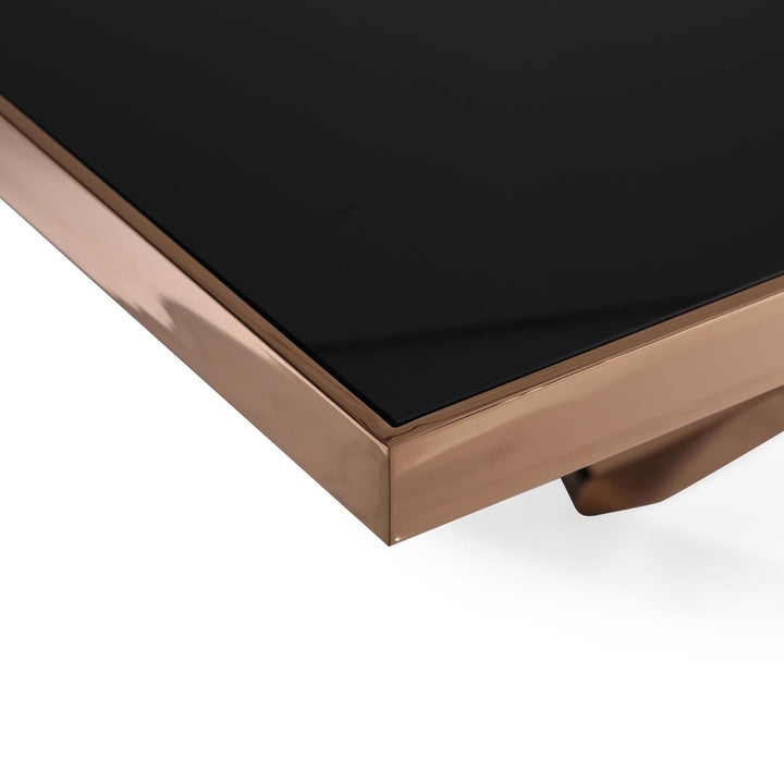Legend - Modern Black Glass &amp; Rosegold Dining Table