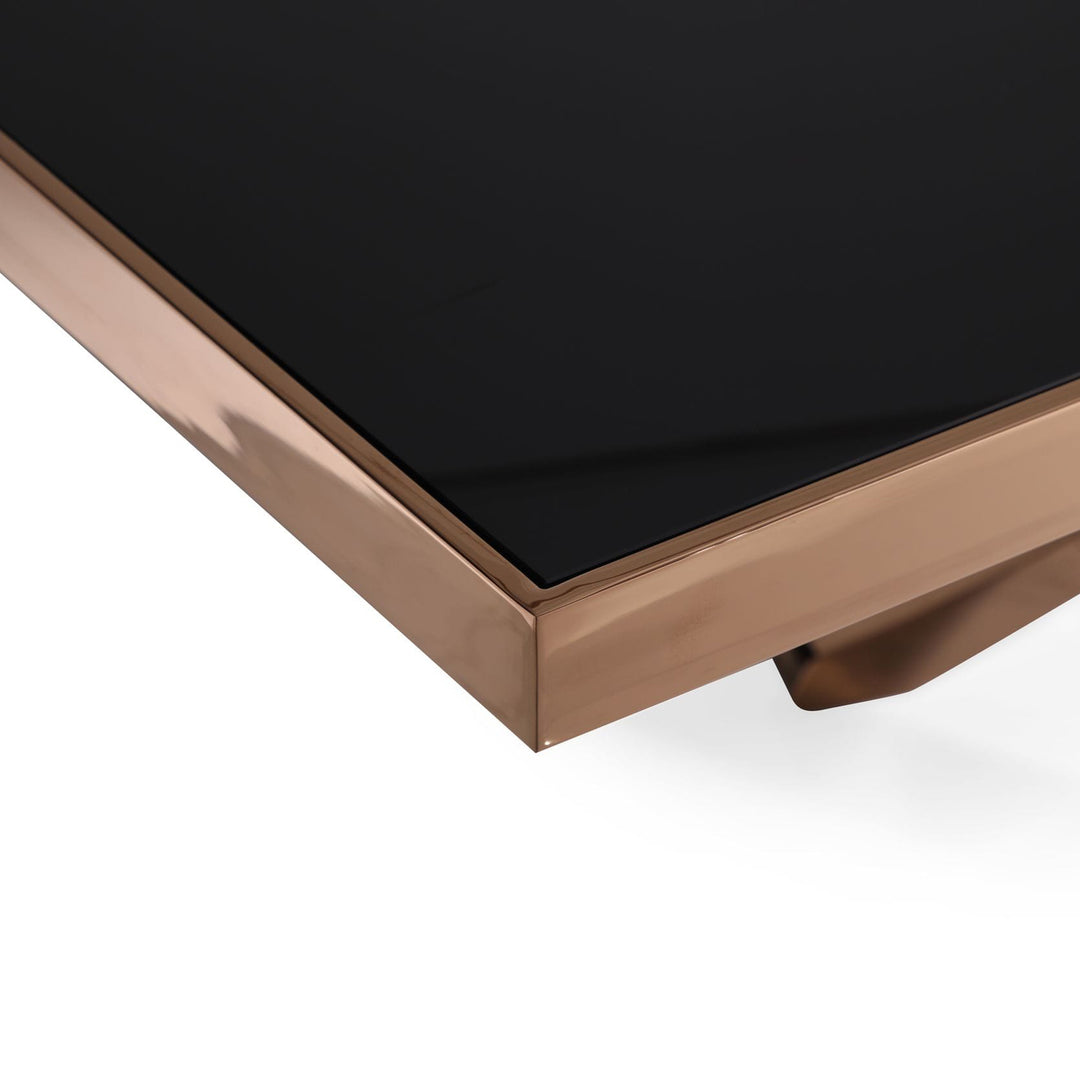 Legend - Modern Black Glass & Rosegold Dining Table