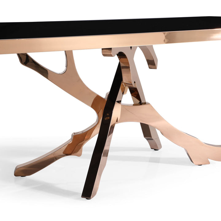Legend - Modern Black Glass &amp; Rosegold Dining Table