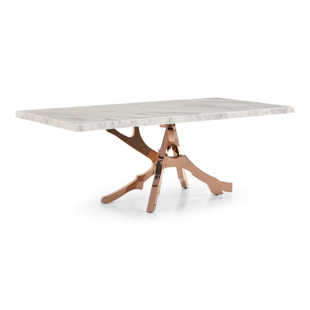 Legend - Modern White Marble & Rosegold Dining Table