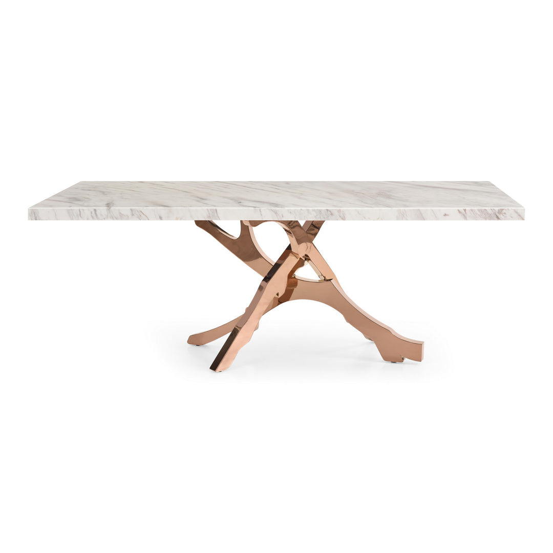 Legend - Modern White Marble & Rosegold Dining Table