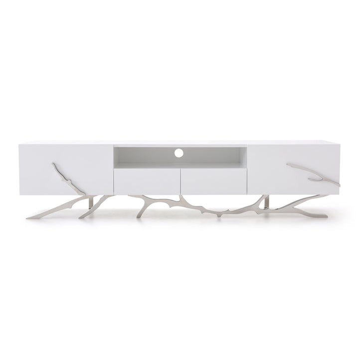 Legend 79"-Wide Modern White TV Stand
