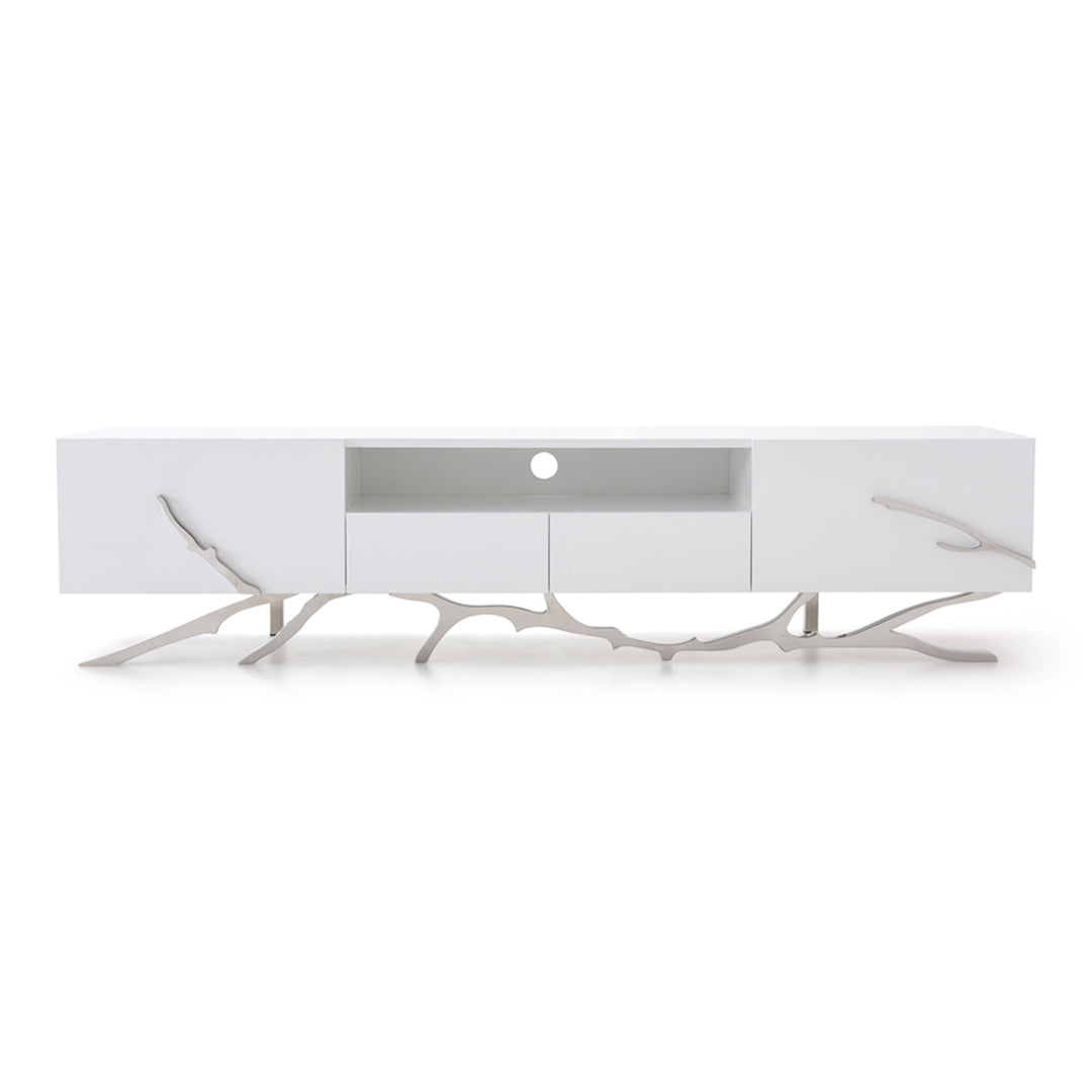 Legend 79"-Wide Modern White TV Stand