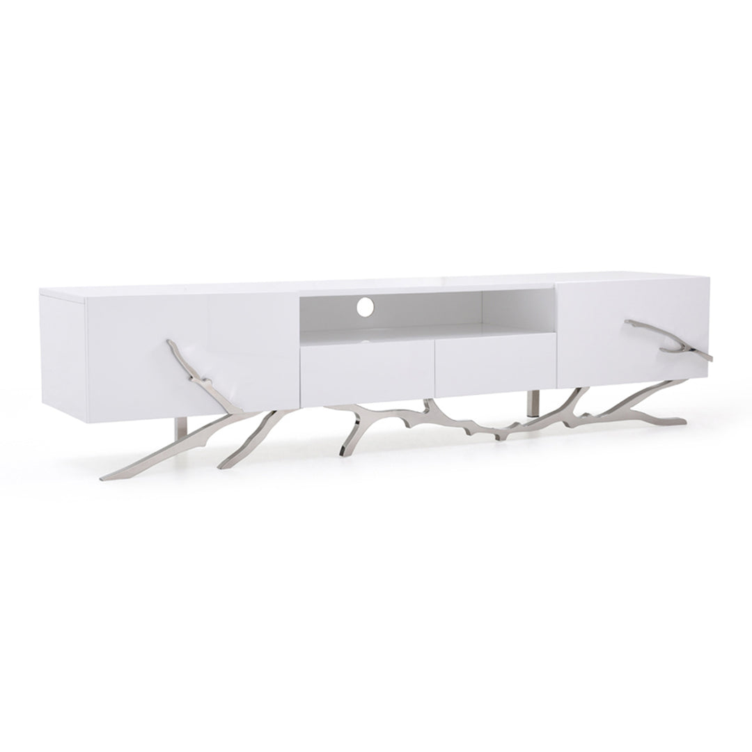 Legend 79"-Wide Modern White TV Stand