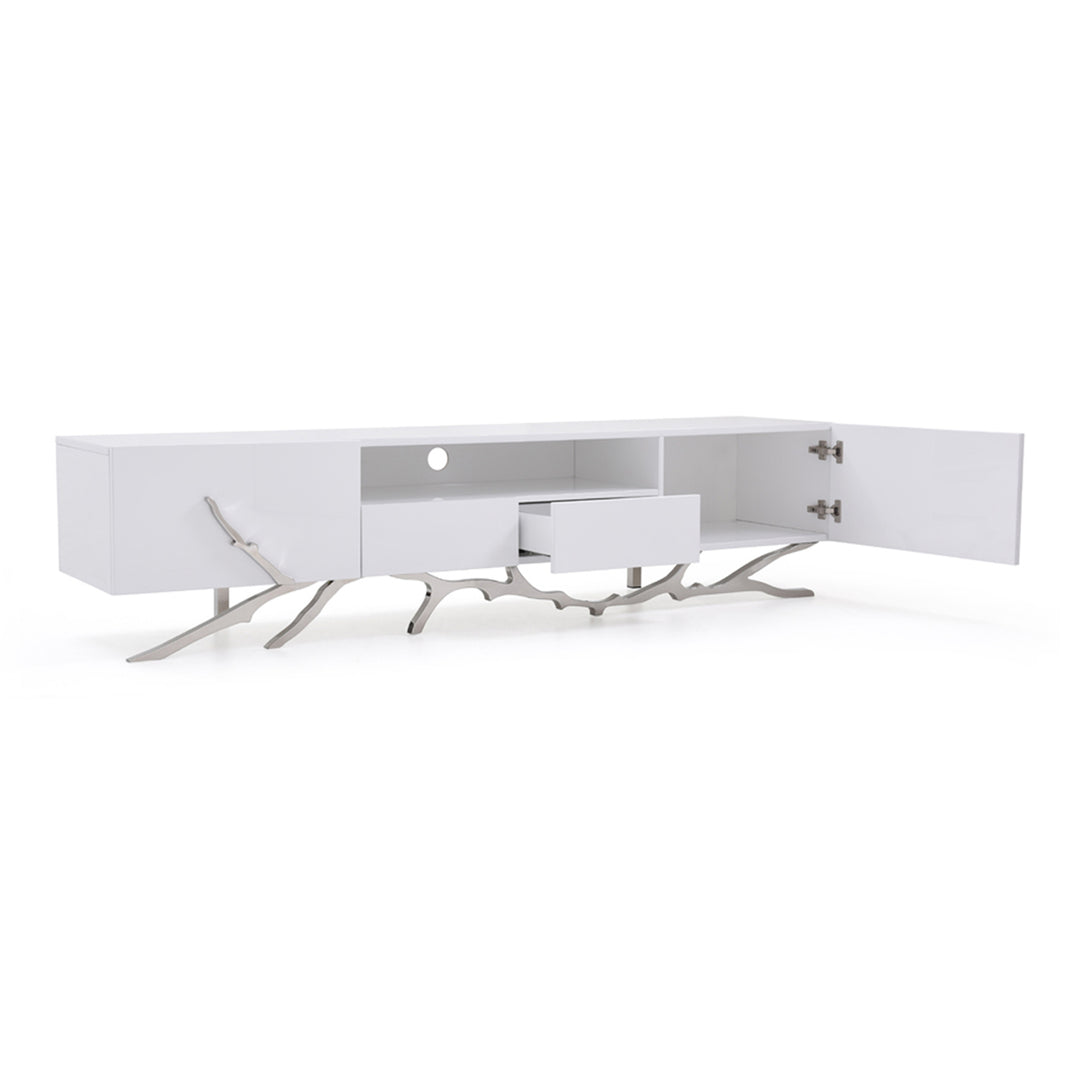 Legend 79"-Wide Modern White TV Stand
