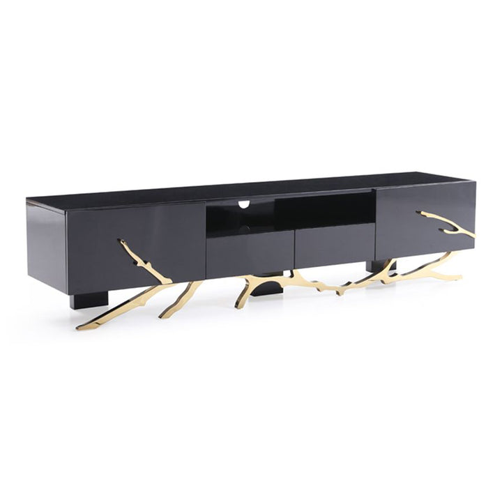 Legend Modern Black &amp; Champagne Gold 87" TV Stand