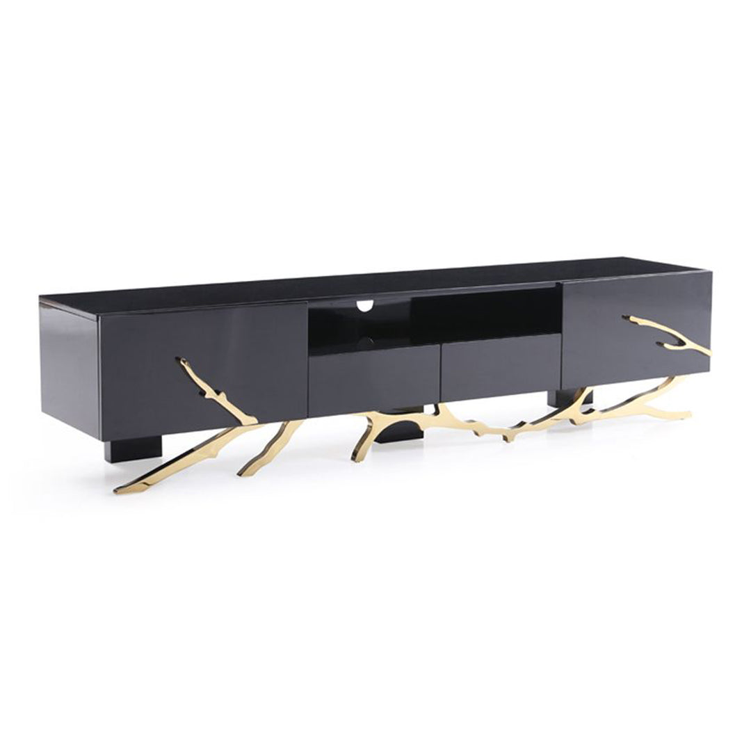 Legend Modern Black & Champagne Gold 87" TV Stand