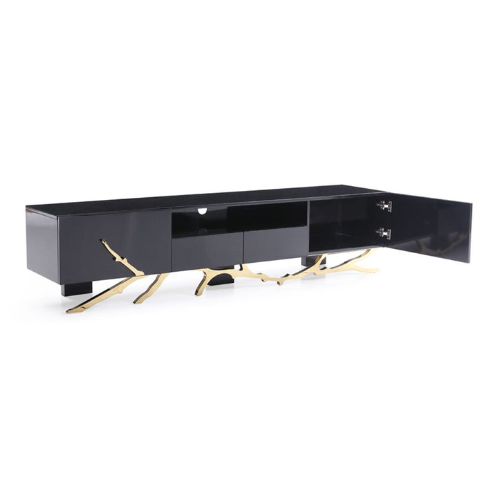 Legend Modern Black &amp; Champagne Gold 87" TV Stand